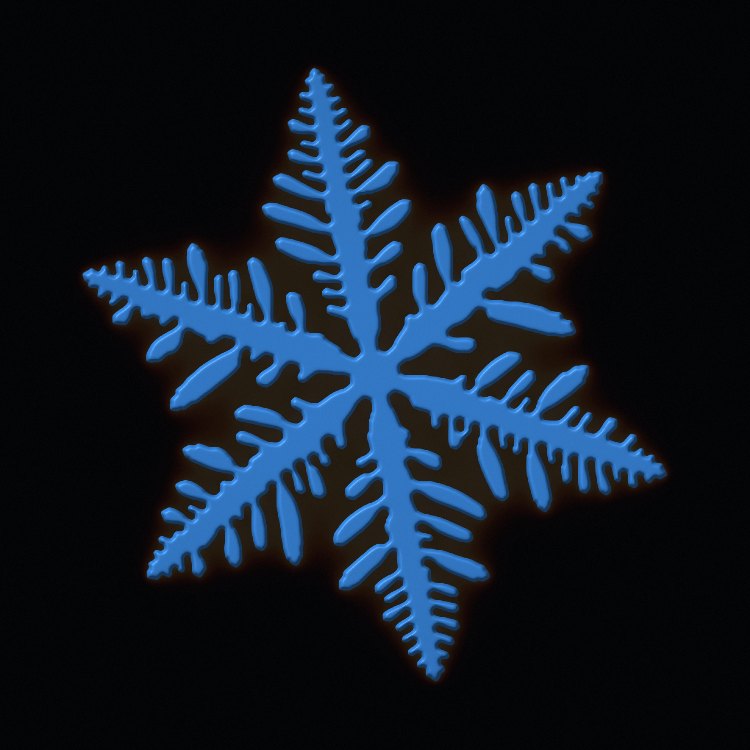 Six-fold dendrite grown by the model